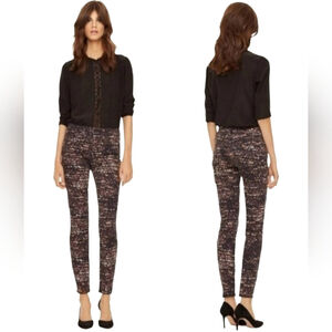 Tory Burch Black Flash Allover Print Skinny Jeans Size 28 Stretch Designer Pants